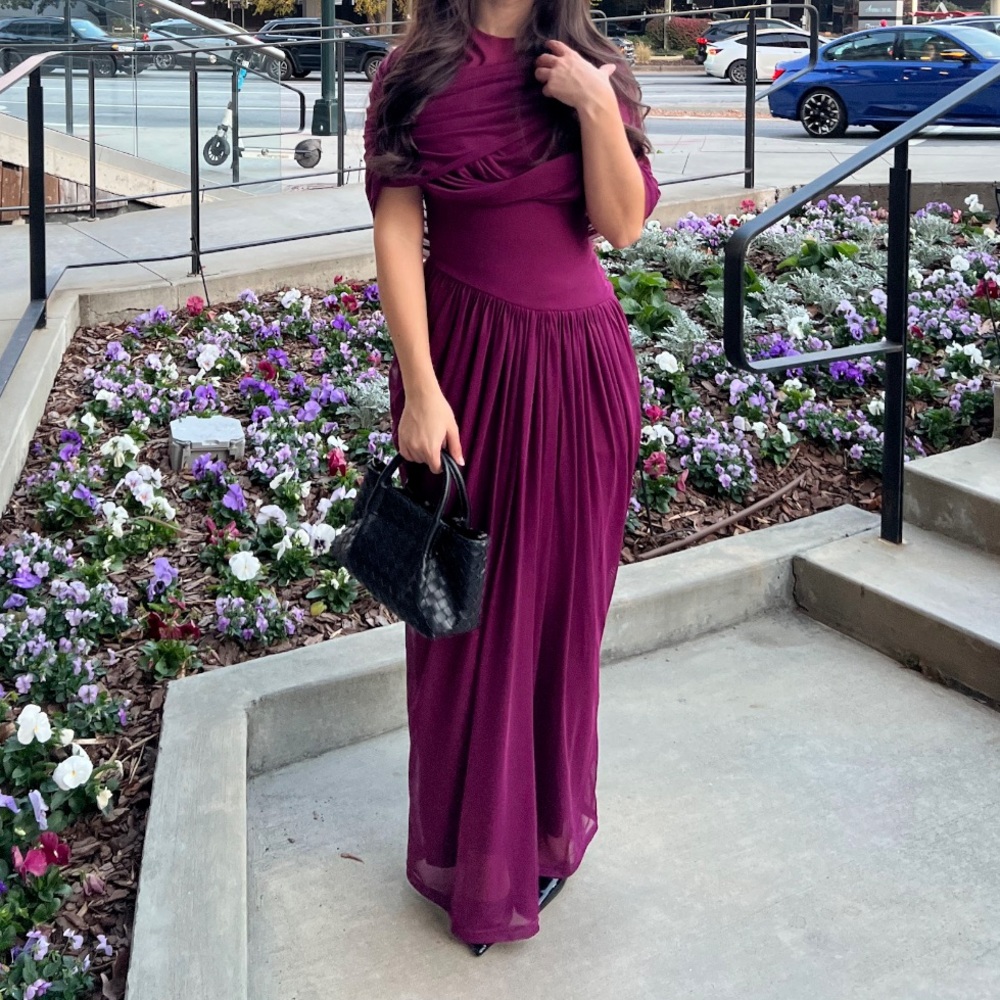 SHEIN Draped Cape Magenta Dress